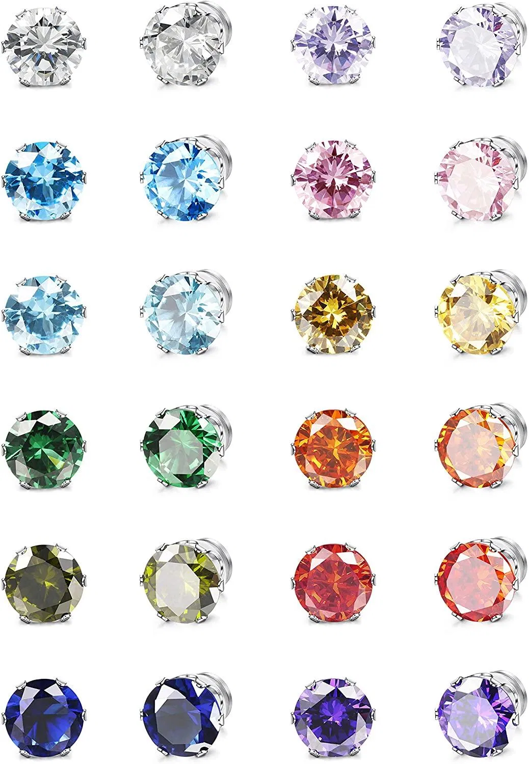 12 Pairs Magnetic Stud Earrings for Men Women Non-piercing Rhinestone Magnet Earrings Stainless Magnetic Clip on Nose Stud Earrings Set - Grocery