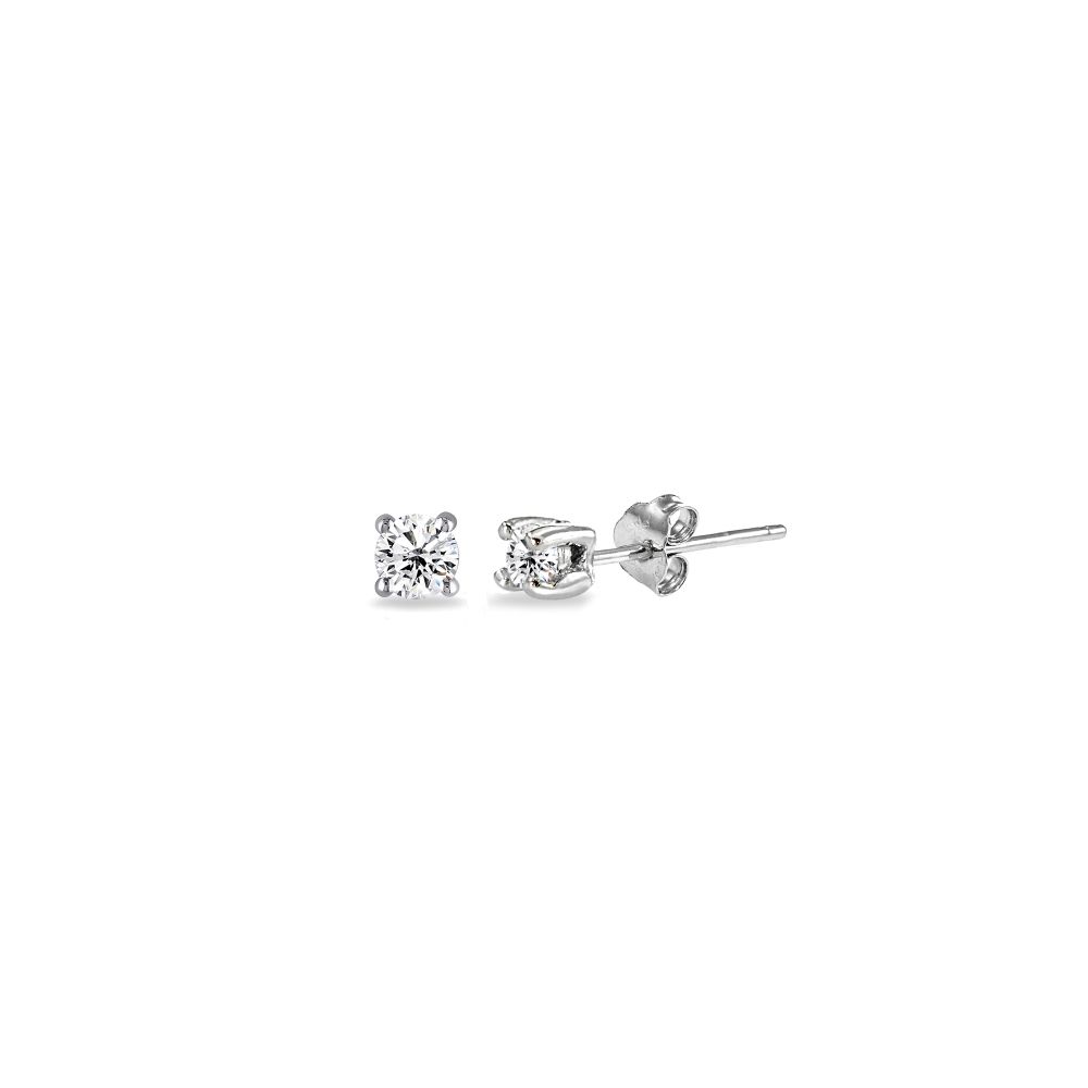 Sterling Silver Cubic Zirconia 2mm Round Stud Earrings - Grocery