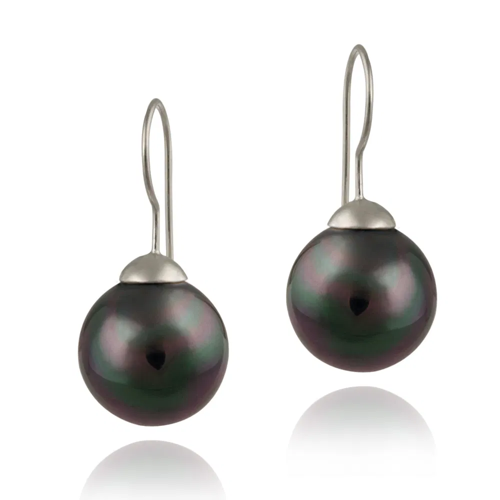 Sterling Silver 16mm Peacock Shell Pearl Drop Earrings - Grocery