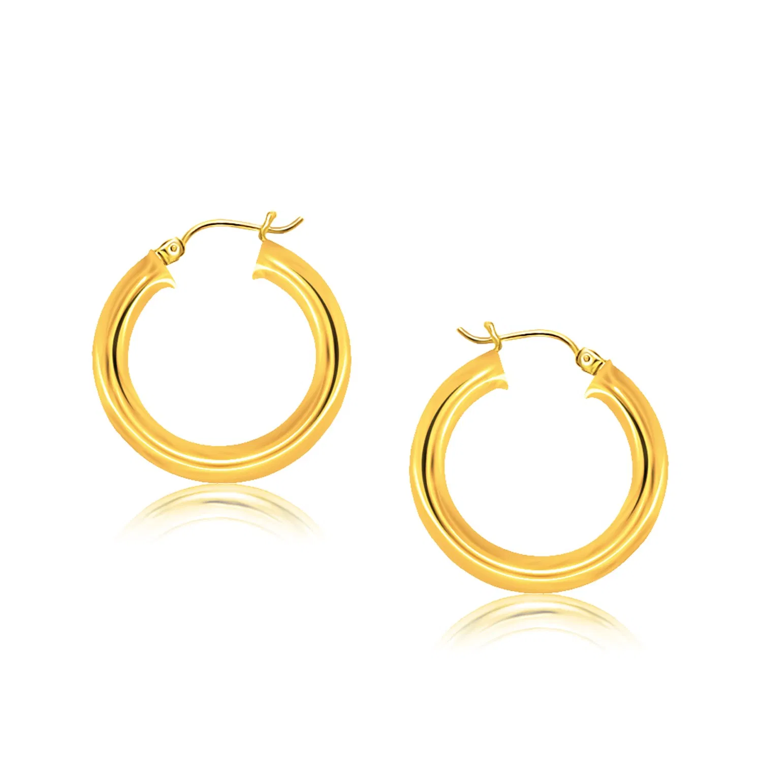 14k Yellow Gold Polished Hoop Earrings (5x30 mm) - Grocery