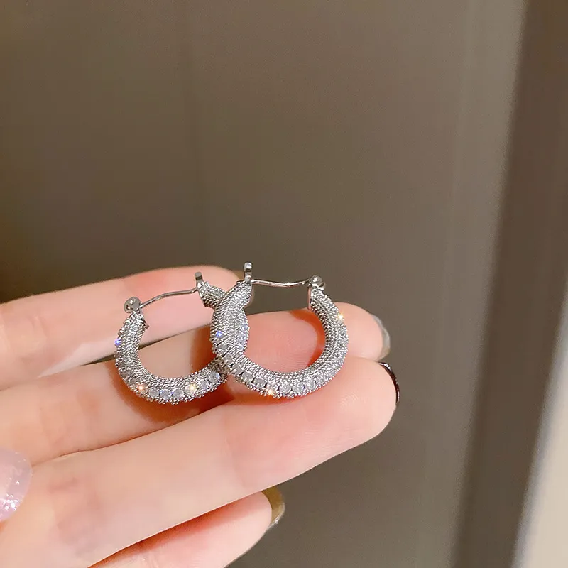 Women's Zircon Geometric Circle Earrings - Grocery