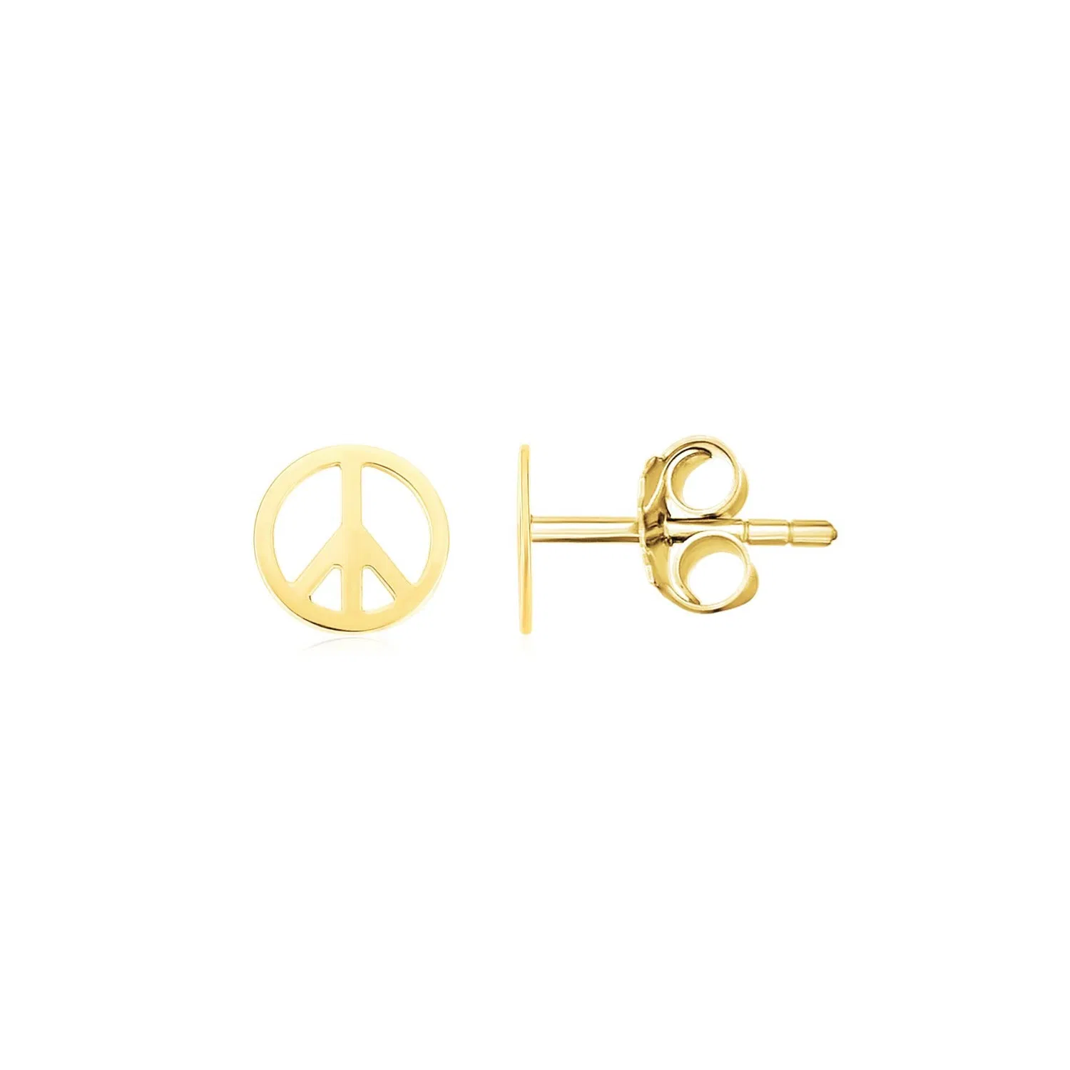 14k Yellow Gold Post Earrings with Peace Signs(6.9mm) - Grocery