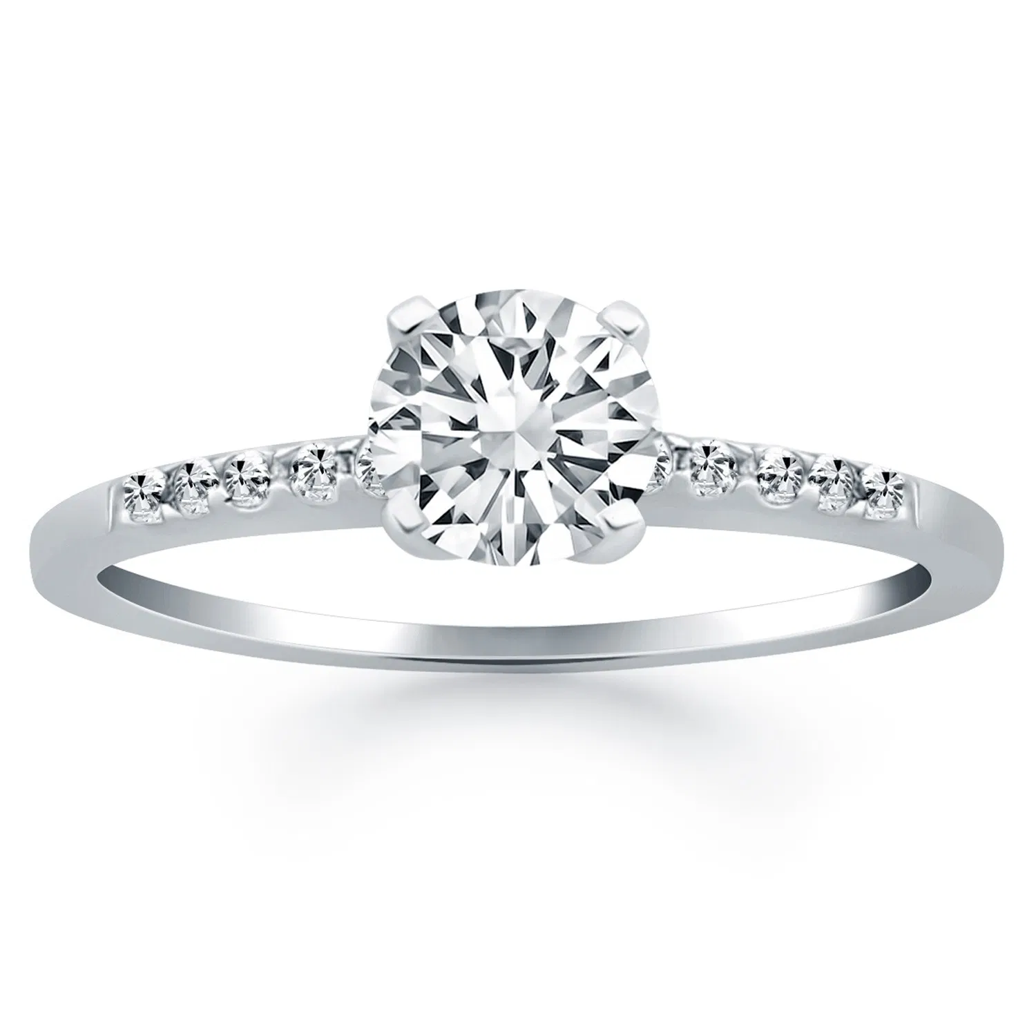 14k White Gold Engagement Ring with Diamond Band Design - Grocery
