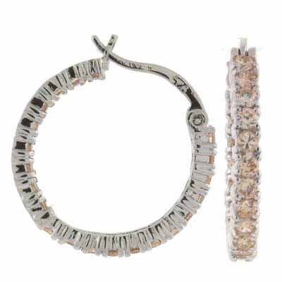 Sterling Silver Champagne CZ Hoop Earrings - Grocery
