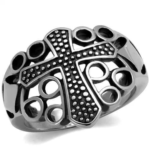 TK2320 - High polished (no plating) Stainless Steel Ring with Epoxy in Jet - Grocery