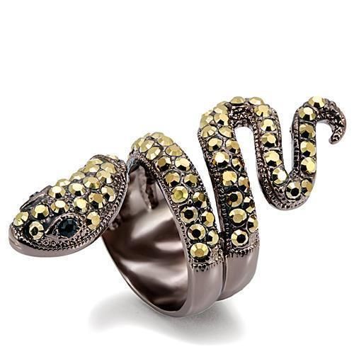 LO1683 - Chocolate Gold Brass Ring with Top Grade Crystal in Multi Color - Grocery