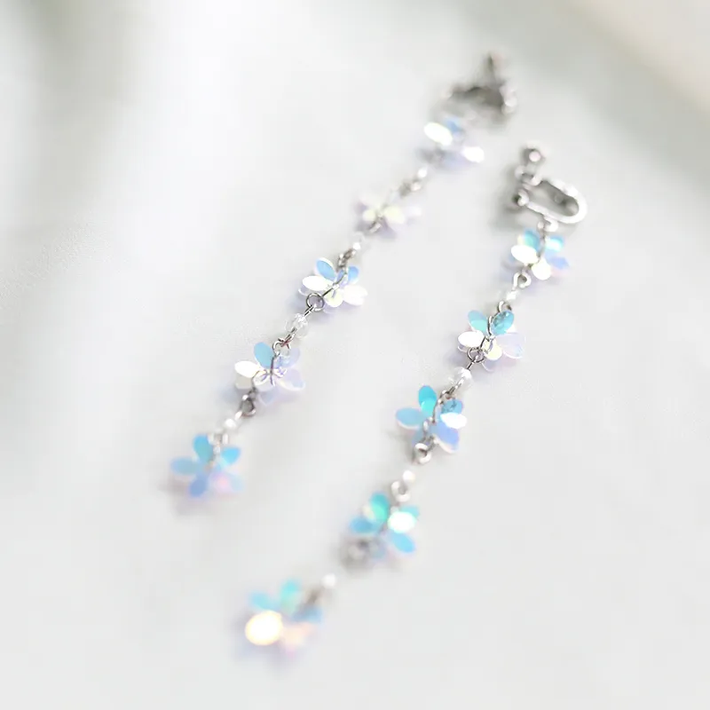Colorful Small Flower Long Tassel Earrings - Grocery