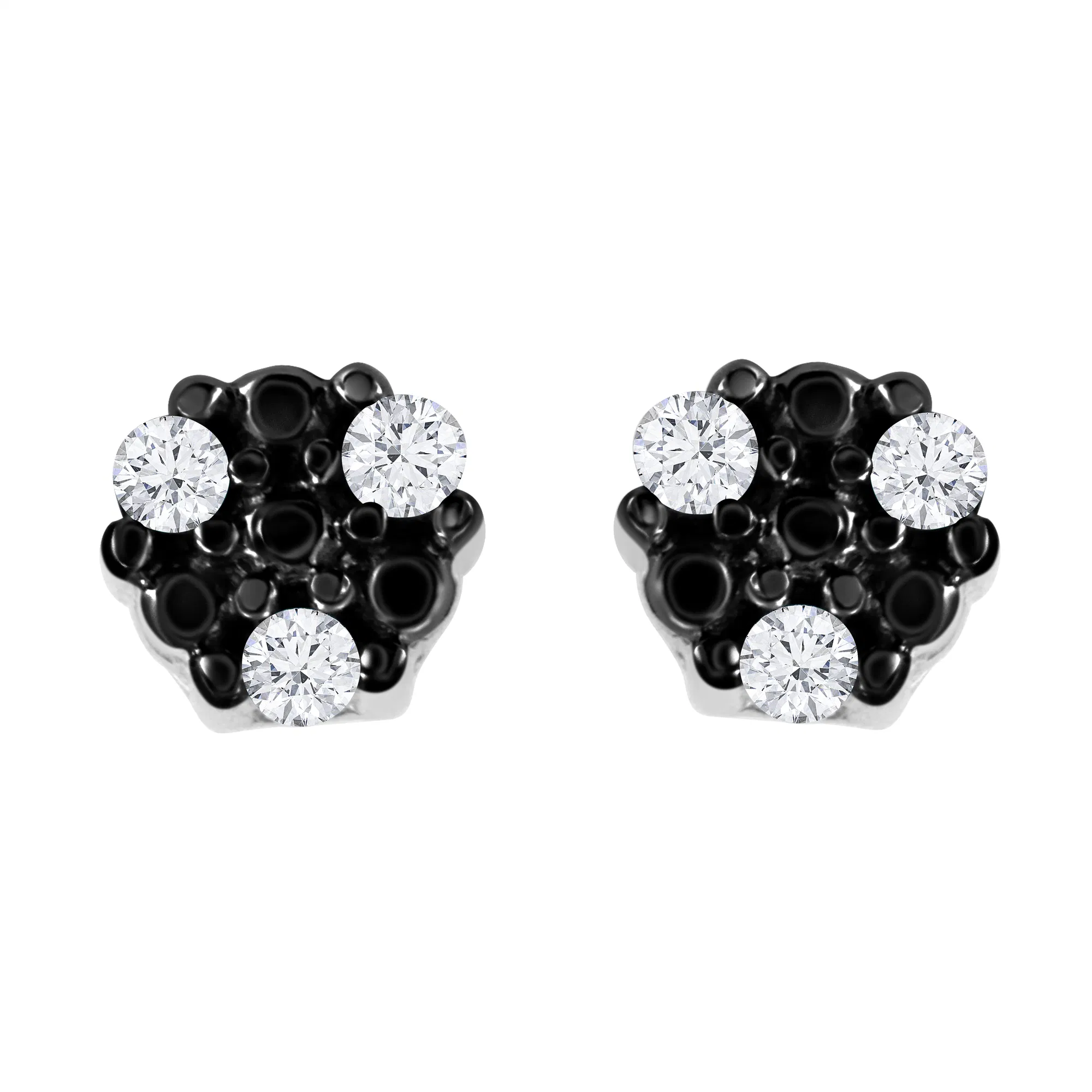 .925 Sterling Silver Cttw Round-Cut Trio Diamond Accent Stud Earrings (I-J Color, I3 Clarity) - Grocery