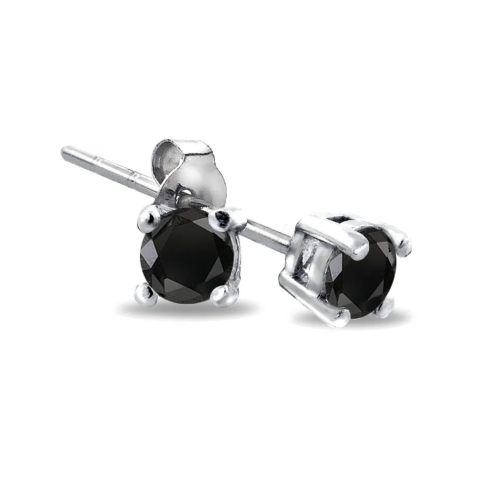 Sterling Silver 1/4 CT Black Diamond Stud Earrings - Grocery