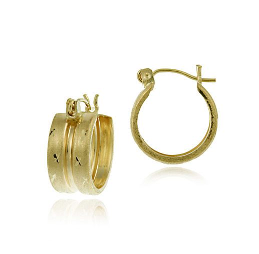 10K Gold Star Design Satin Mini Hoop Earrings - Grocery