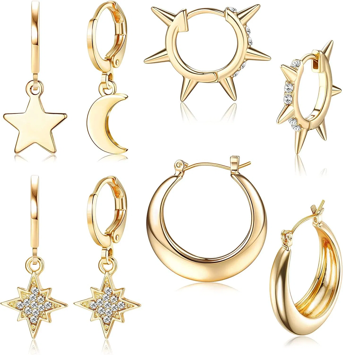 4Pairs Dangle Hoop Earrings for Women - Grocery