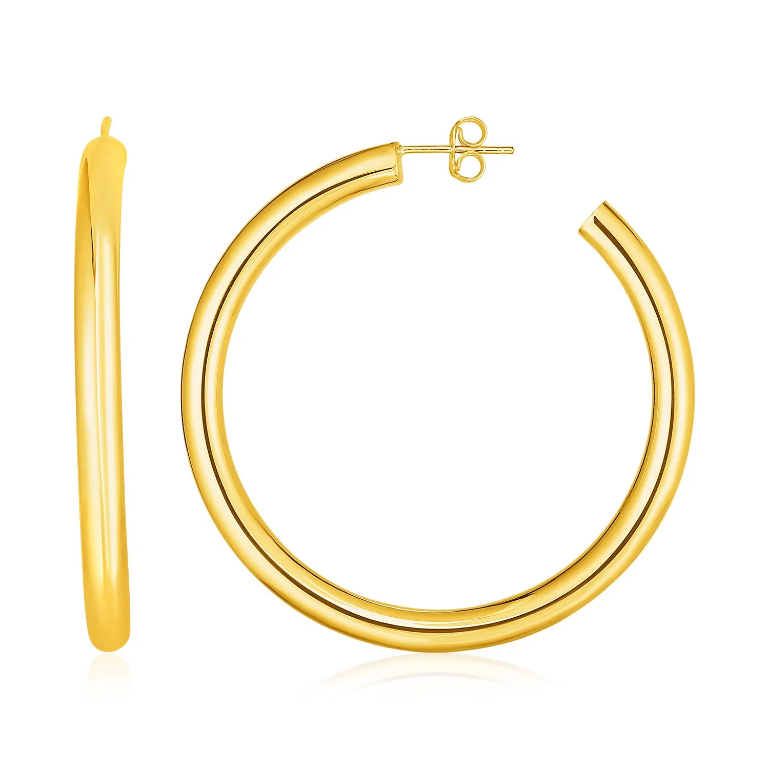 14k Yellow Gold Polished Hoop Earrings(4x40mm) - Grocery