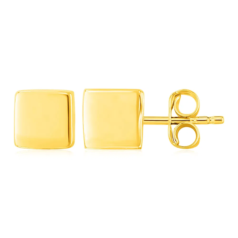 14k Yellow Gold Polished Cube Post Earrings - Grocery