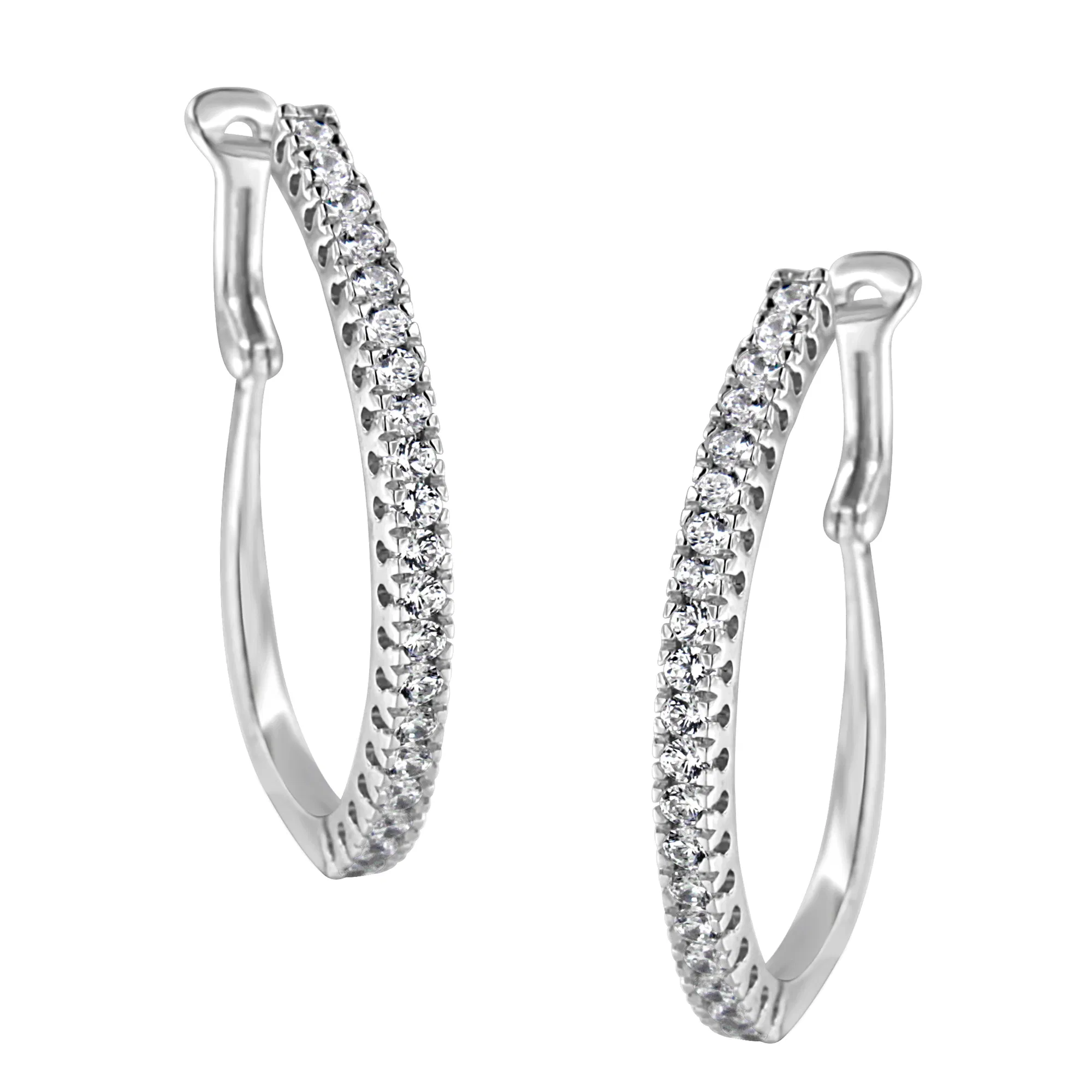 14KT White Gold 1 cttw Diamond Hoop Earrings (H-I, I1-I2) - Grocery