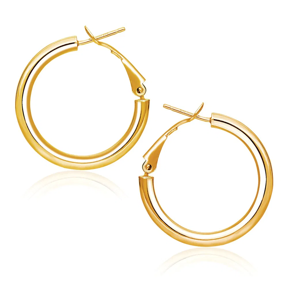 14k Yellow Gold High Polish Hoop Earrings(2x20mm) - Grocery
