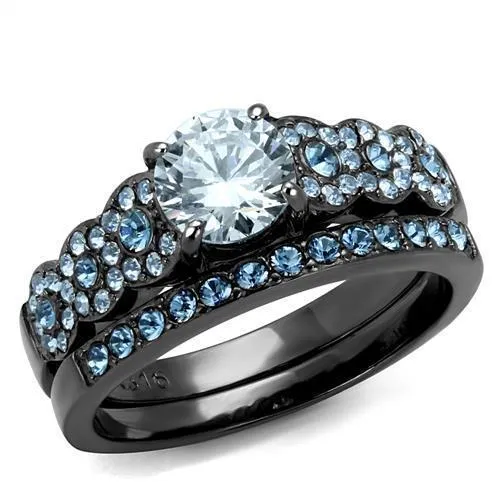 TK2671 - IP Light Black (IP Gun) Stainless Steel Ring with AAA Grade CZ in Clear - Grocery