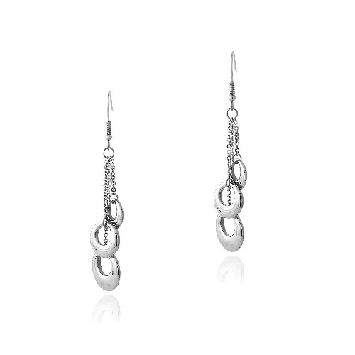 Stainless Steel Three Ring Strand Dangle Earrings - Grocery
