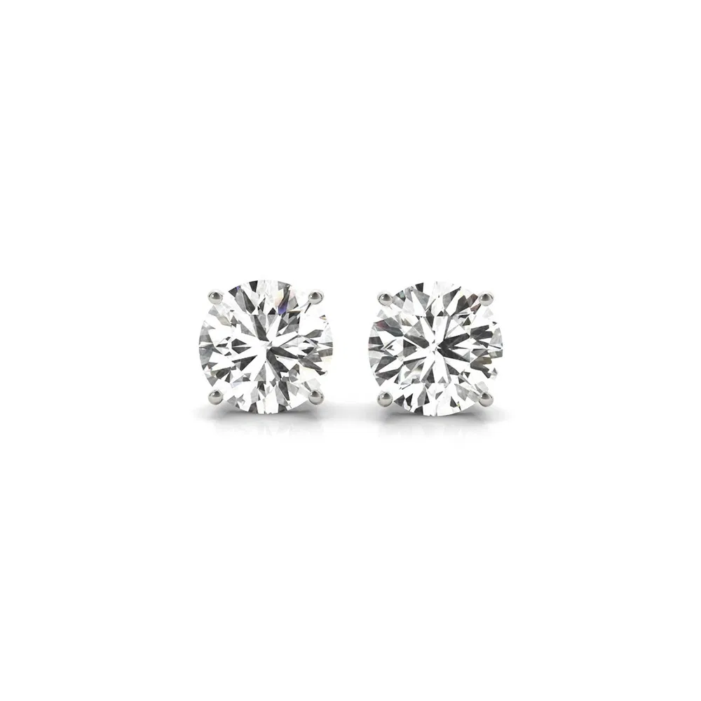 3 cttw Certified IGI Lab Grown Round Diamond Stud Earrings 14k White Gold (G/VS2) - Grocery