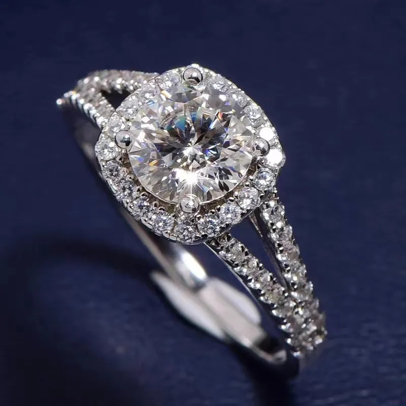 Double Row Square Bag Micro Setting Women's D Color Moissanite Ring - Grocery