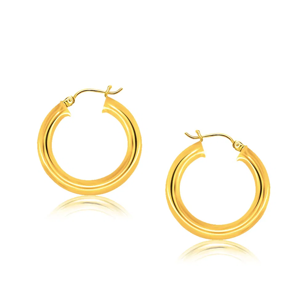 14k Yellow Gold Polished Hoop Earrings (5x30 mm) - Grocery