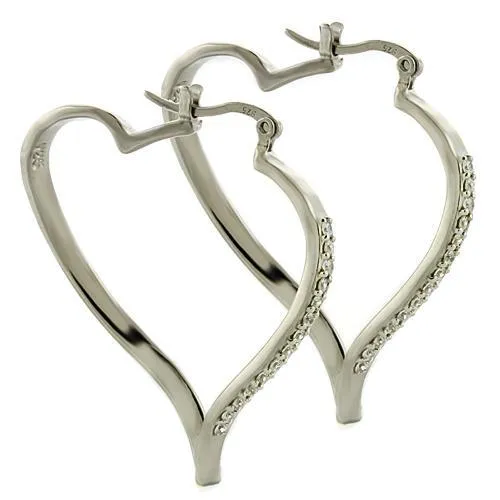 LOAS784 - High-Polished 925 Sterling Silver Earrings with AAA Grade CZ in Clear - Grocery