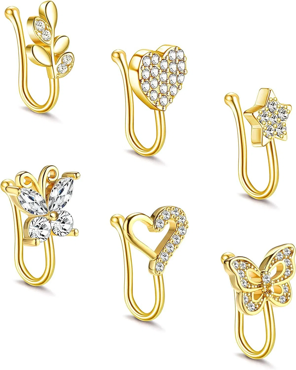 Fake Nose Rings Adjustable Nose Cuff Non Piercing Nostril Jewelry for Women - Grocery