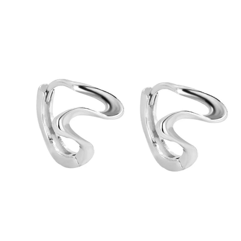 Small Design Jewelry Sterling Silver Irregular Earrings - Grocery