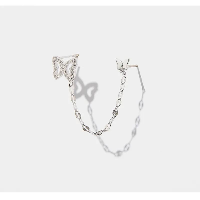 925 Double-hole Butterfly Earrings - Grocery