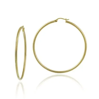 18K Gold over Sterling Silver 49mm Hoop Earrings - Grocery