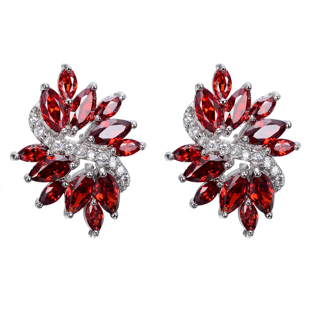1pair Purple Zircon Stitch Composite Classic Elegant Floral Earrings Women's Earrings - Grocery