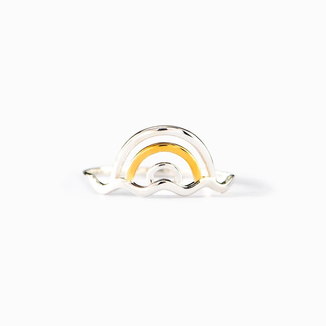 S925 Sterling Silver Rainbow Ring Women's Simple Fashion European And American Style Wind Net Red Forefinger Ring - Grocery