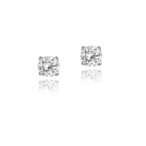 Sterling Silver 3/5ct White Topaz 4mm Round Stud Earrings - Grocery