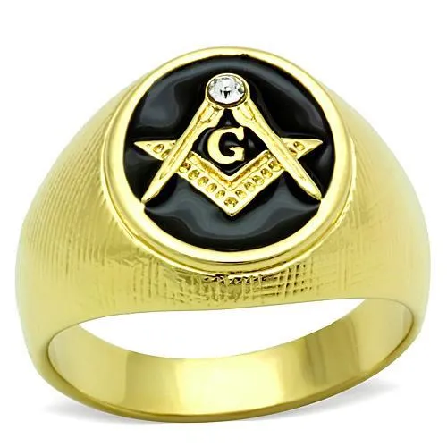 TK1403 - IP Gold(Ion Plating) Stainless Steel Ring with Top Grade Crystal in Clear - Grocery