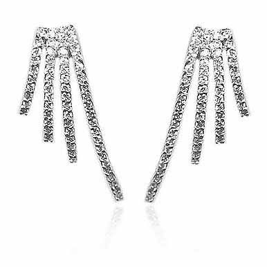Sterling Silver CZ Delicate Graduating Strands Earrings - Grocery