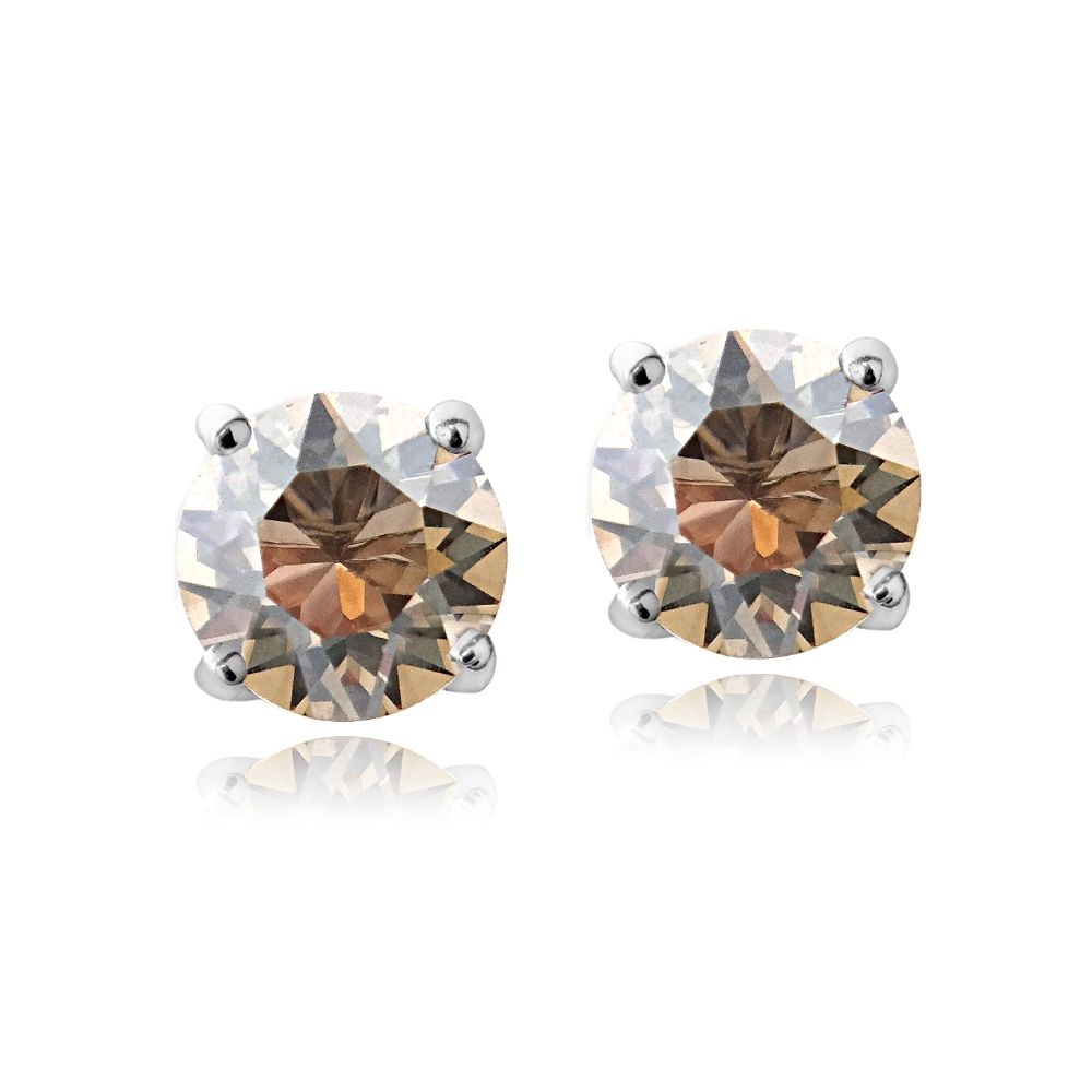 Sterling Silver Golden Shadow Swarovski Elements November Birthstone Stud Earrings - Grocery