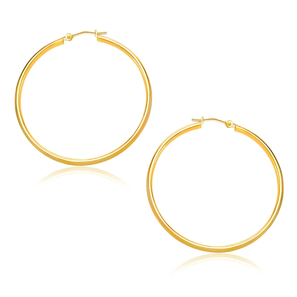 14k Yellow Gold Polished Hoop Earrings (1.5x30mm) - Grocery