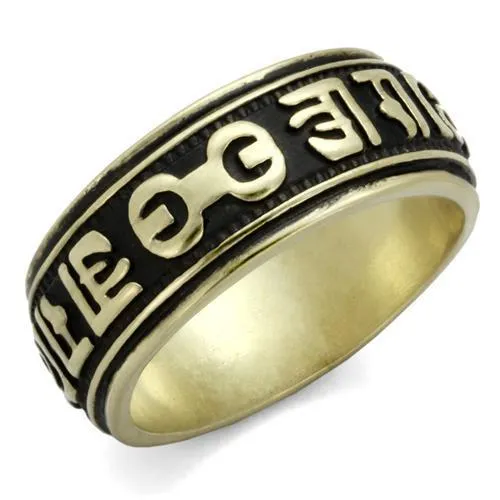TK2471 - IP Antique Copper Stainless Steel Ring with Epoxy in Jet - Grocery