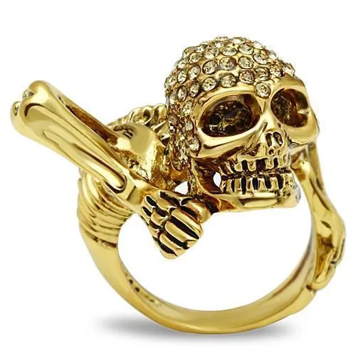 3W020 - Gold White Metal Ring with Top Grade Crystal in Citrine Yellow - Grocery