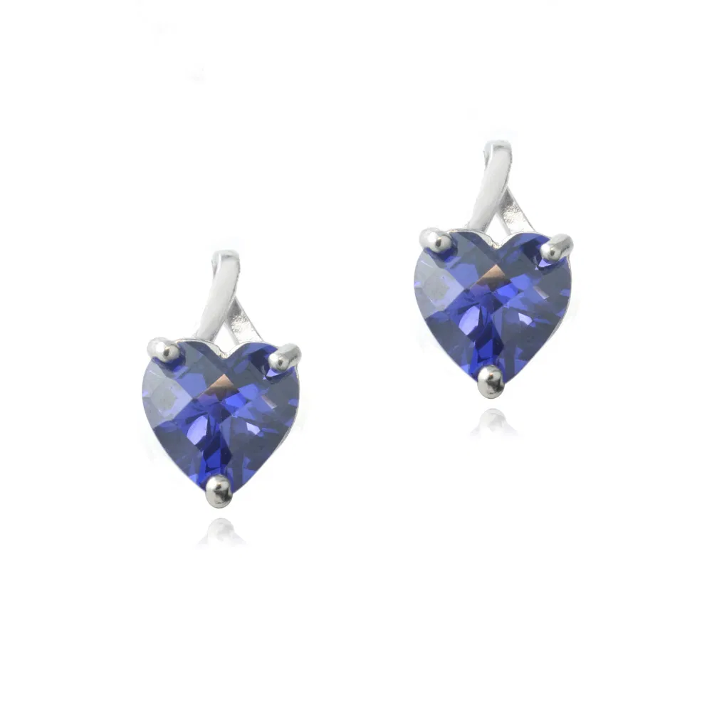 Sterling Silver 3.5ct Tanzanite CZ Briolette-Cut Heart Drop Earrings - Grocery