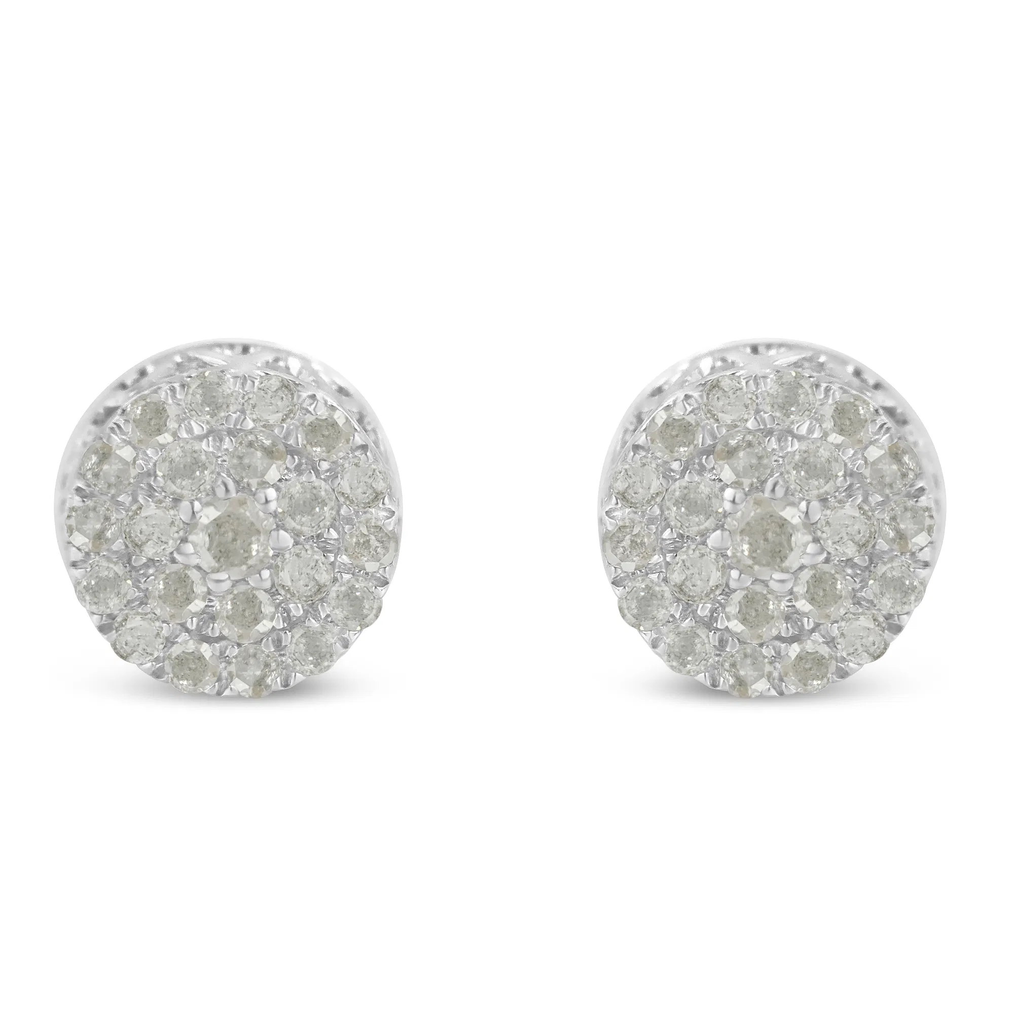 10k White Gold Diamond Cluster Stud Earrings (0.5 cttw, I-J Color, I2-I3 Clarity) - Grocery