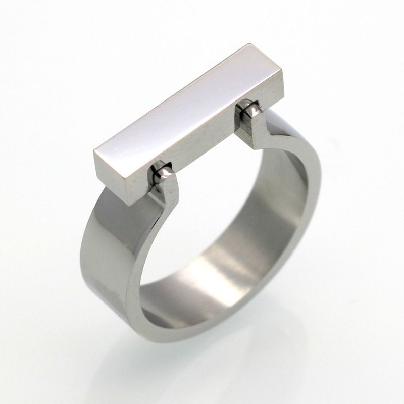 Trendy Simple And Stylish Personality Square Glossy Titanium Steel Ring - Grocery