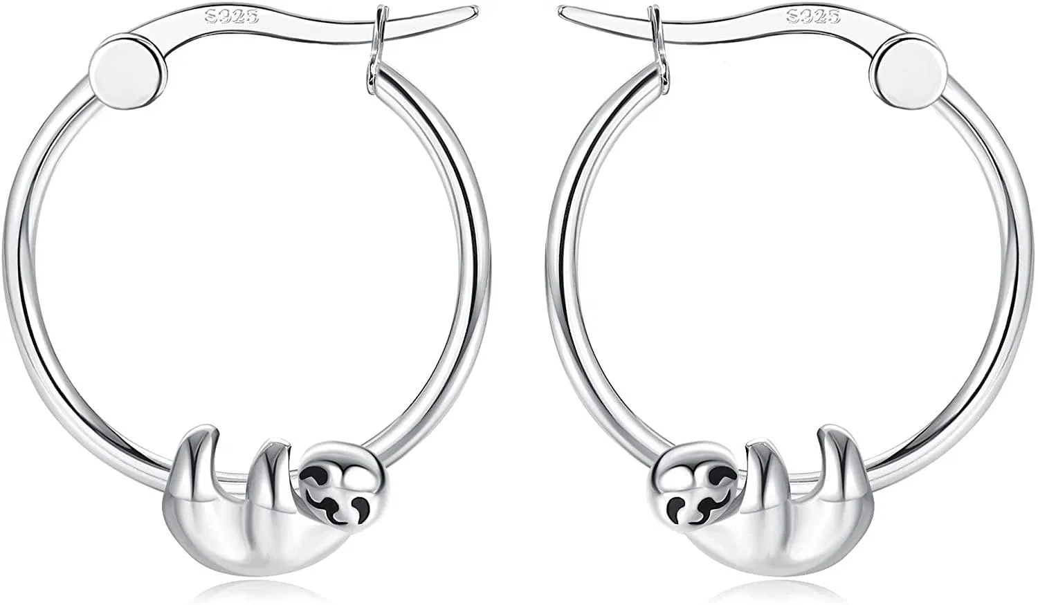 925 Sterling Silver Animal Huggie Hoop Earrings for Women Hummingbird Unicorn Cat Sloth Owl Hypoallergenic hoop earrings - Grocery