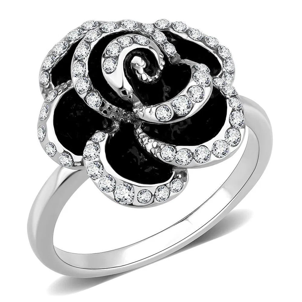 TK3577 - No Plating Stainless Steel Ring with Top Grade Crystal in Clear - Grocery