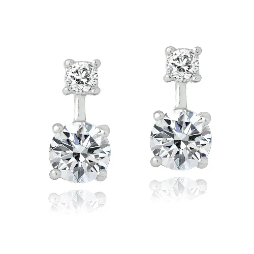 Sterling Silver CZ Drop Earrings - Grocery
