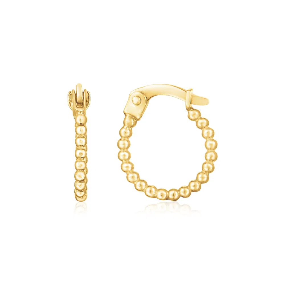 14K Yellow Gold Bead Hinged Hoop Earrings - Grocery