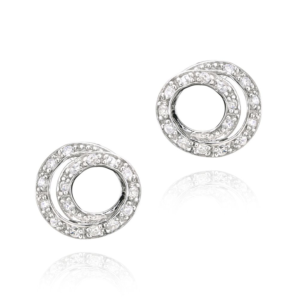Sterling Silver CZ Swirl Earrings - Grocery