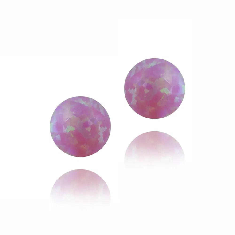 Sterling Silver Created Pink Opal Ball Stud Earrings, 5mm - Grocery