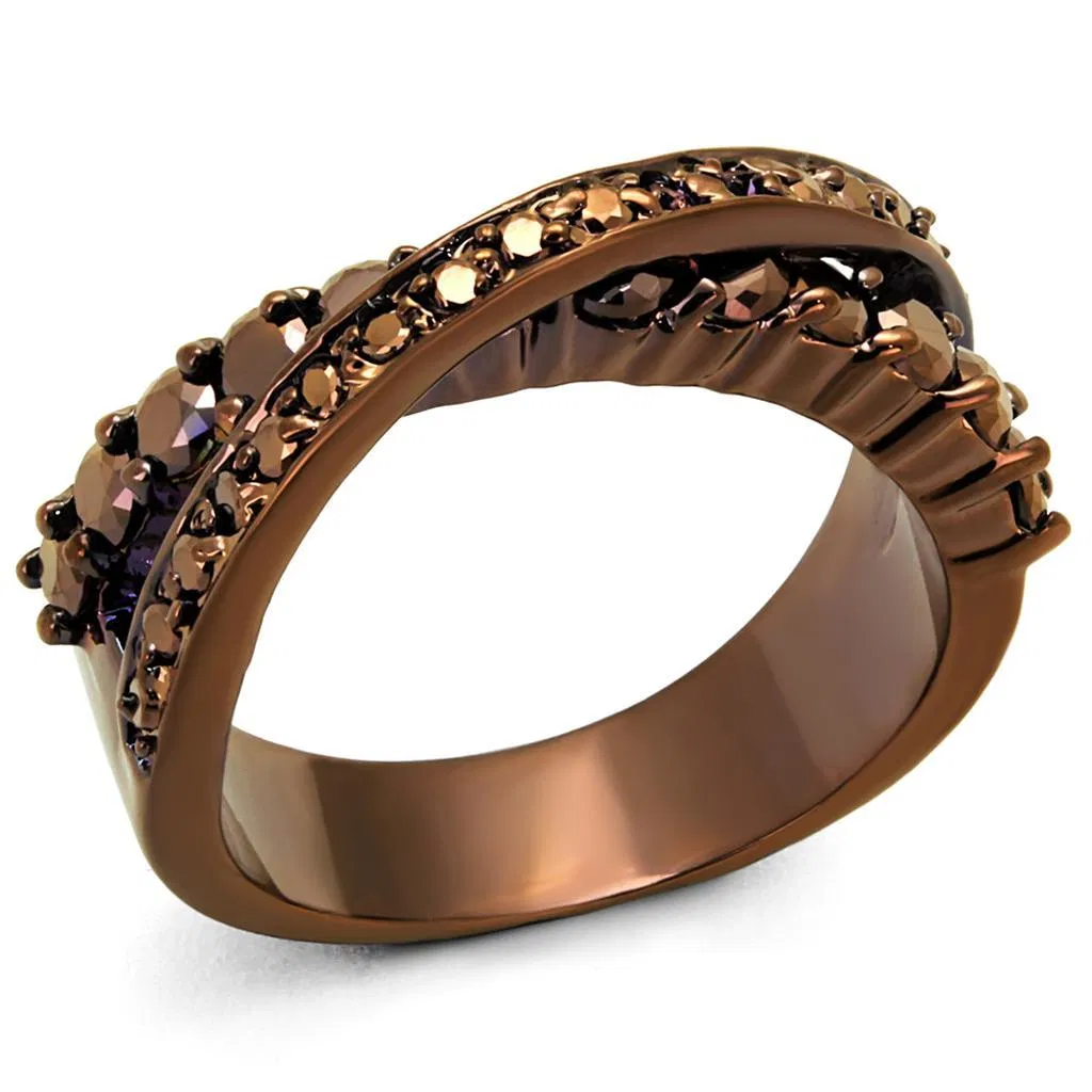 3W1155 - IP Coffee light Brass Ring with AAA Grade CZ in Light Coffee - Grocery