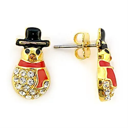 LO320 - Gold Brass Earrings with Top Grade Crystal in Topaz - Grocery