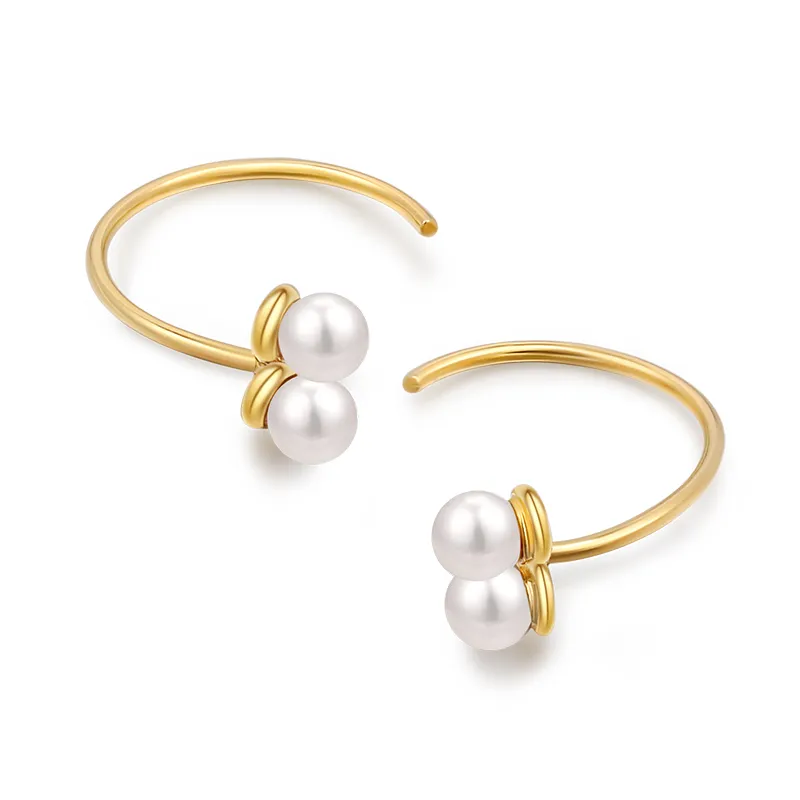 Women's Temperament Sterling Silver Pearl Vintage Stud Earrings - Grocery